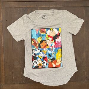 Disney Junior Size 7-9 Gray T-Shirt with Colorful Character Collage